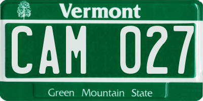 VT license plate CAM027