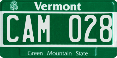 VT license plate CAM028