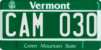 VT license plate CAM030