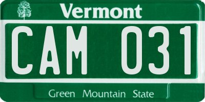 VT license plate CAM031