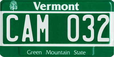VT license plate CAM032