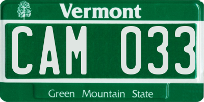 VT license plate CAM033