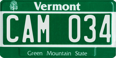 VT license plate CAM034