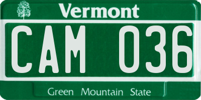 VT license plate CAM036