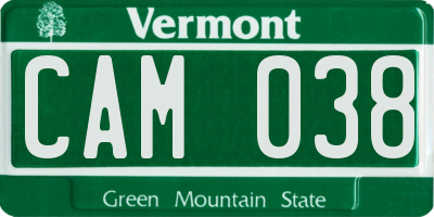 VT license plate CAM038