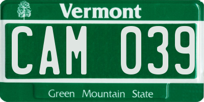 VT license plate CAM039