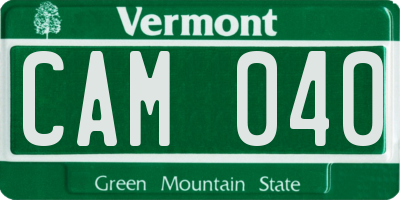 VT license plate CAM040