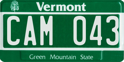 VT license plate CAM043