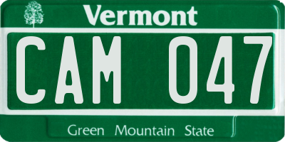 VT license plate CAM047