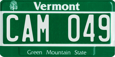 VT license plate CAM049