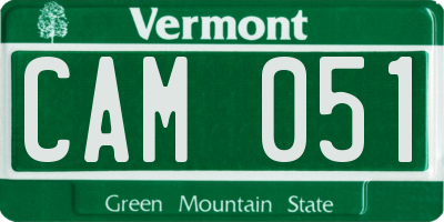 VT license plate CAM051