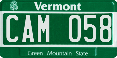 VT license plate CAM058