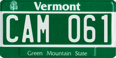 VT license plate CAM061