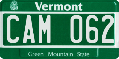VT license plate CAM062