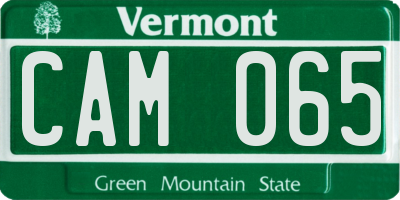 VT license plate CAM065