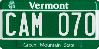 VT license plate CAM070
