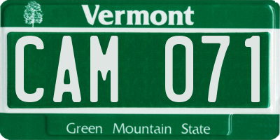 VT license plate CAM071