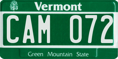 VT license plate CAM072