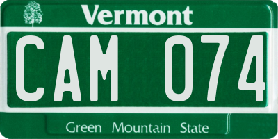 VT license plate CAM074