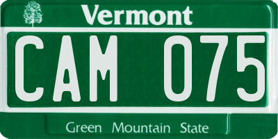 VT license plate CAM075