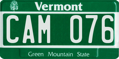 VT license plate CAM076