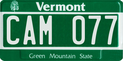 VT license plate CAM077