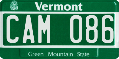 VT license plate CAM086