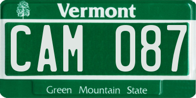 VT license plate CAM087