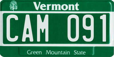 VT license plate CAM091
