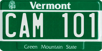 VT license plate CAM101