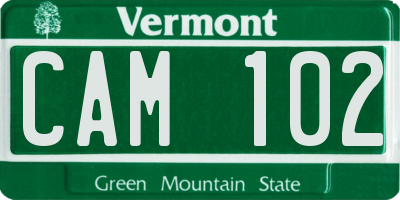 VT license plate CAM102