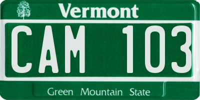VT license plate CAM103
