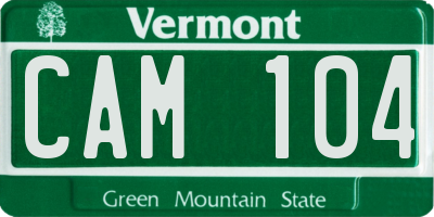 VT license plate CAM104