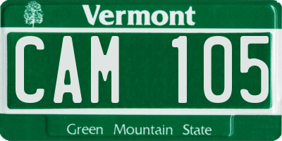 VT license plate CAM105