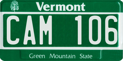 VT license plate CAM106