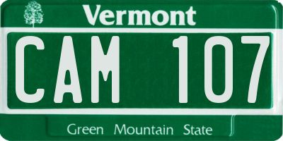 VT license plate CAM107