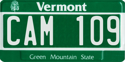 VT license plate CAM109