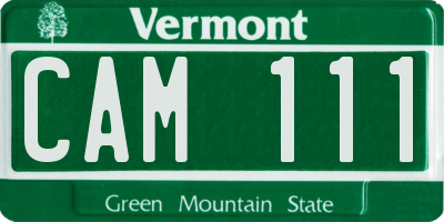 VT license plate CAM111