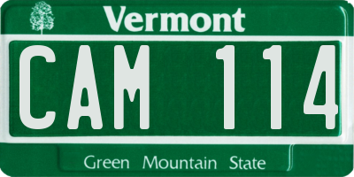 VT license plate CAM114