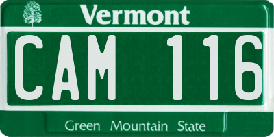 VT license plate CAM116