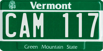 VT license plate CAM117