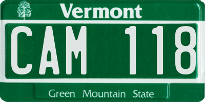 VT license plate CAM118