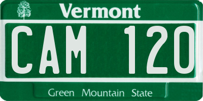 VT license plate CAM120