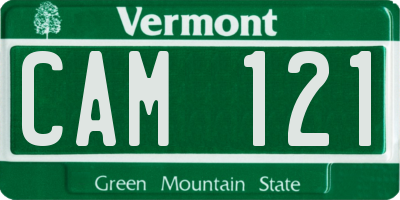 VT license plate CAM121