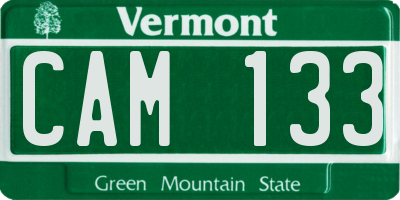 VT license plate CAM133