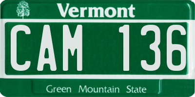 VT license plate CAM136