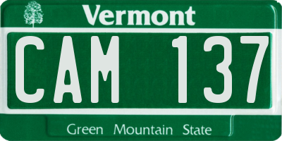 VT license plate CAM137