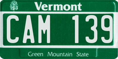 VT license plate CAM139