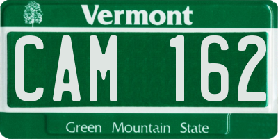 VT license plate CAM162
