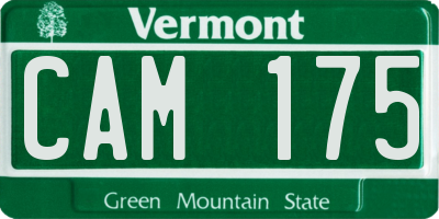 VT license plate CAM175